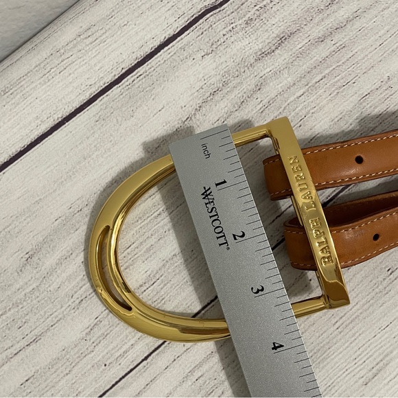 Ralph Lauren Stirrup Belt Equestrian Riding Leather Gold Brown Double Womens - Picture 5 of 14